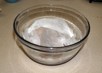 covered with paper towel