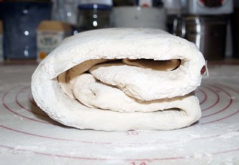 side view of folded dough