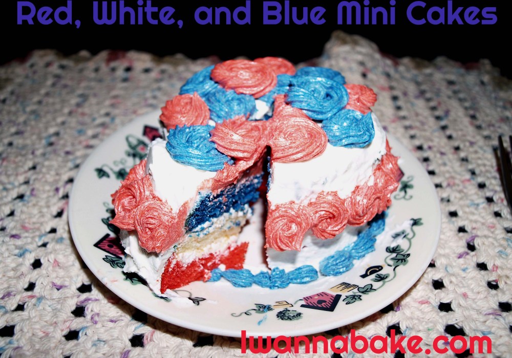 patriotic red, white, and blue mini cakes