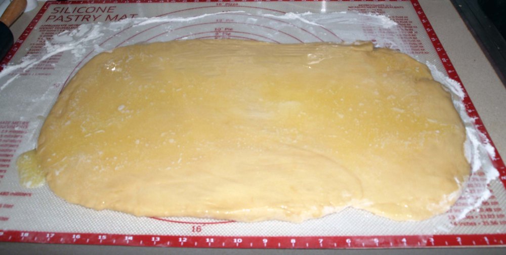 dough rectangle with butter