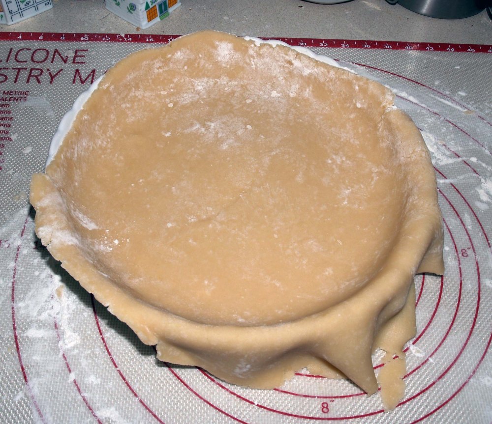 fitting the crust into the pie plate