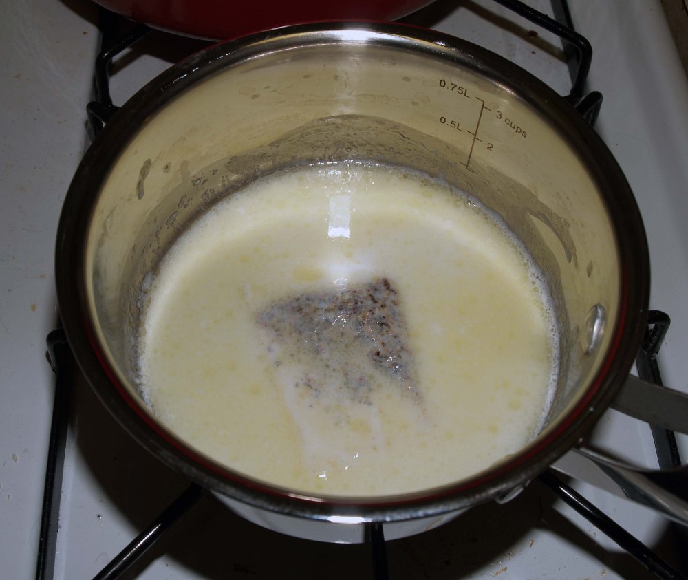 Tea Bag Steeping in Milk and Butter