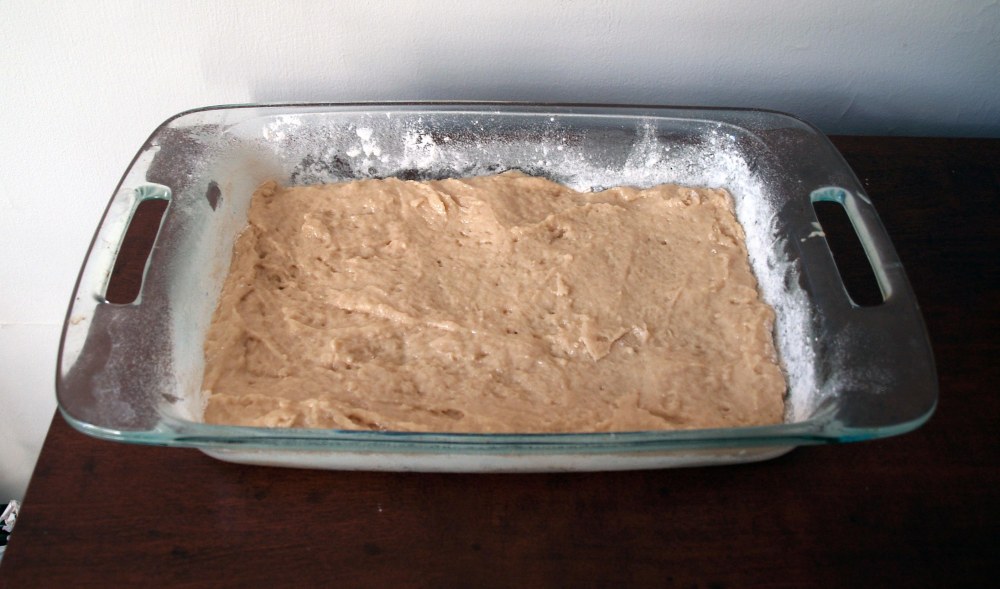 cake batter in the pan