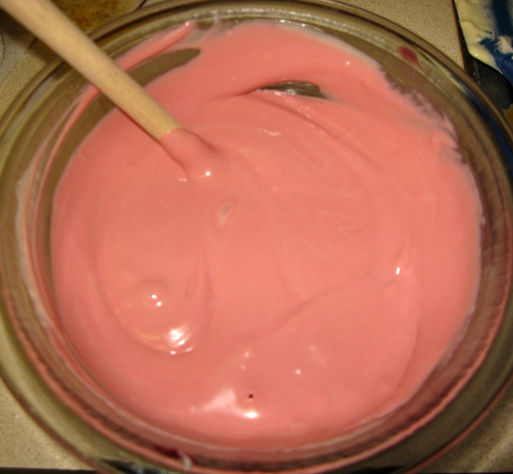 Colored Pomegranate Cheesecake Batter