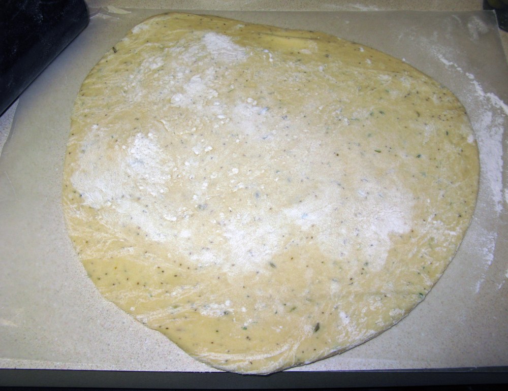 Rolled Out Pesto Pinwheel Dough