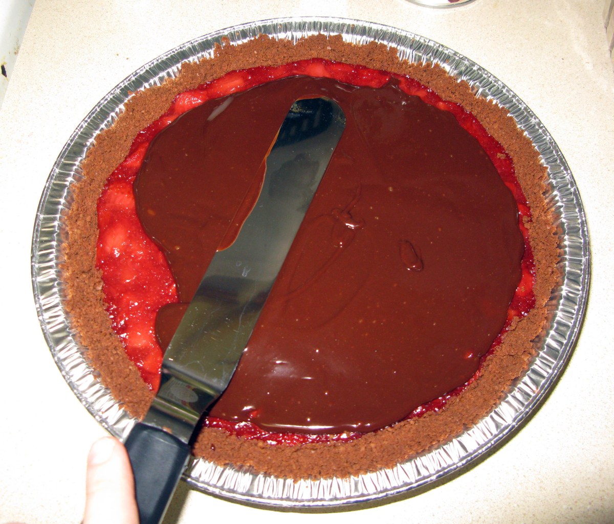 Spreading Ganache on Pie