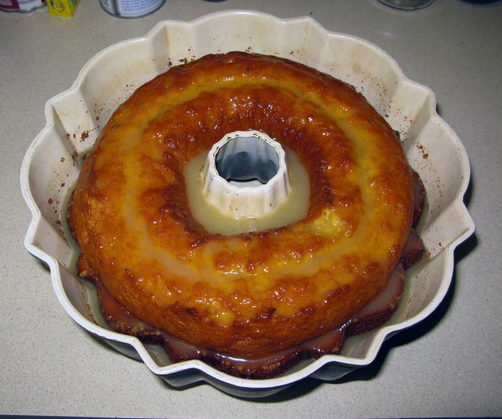 Glaze Poured Over Mint Julep Bundt Cake