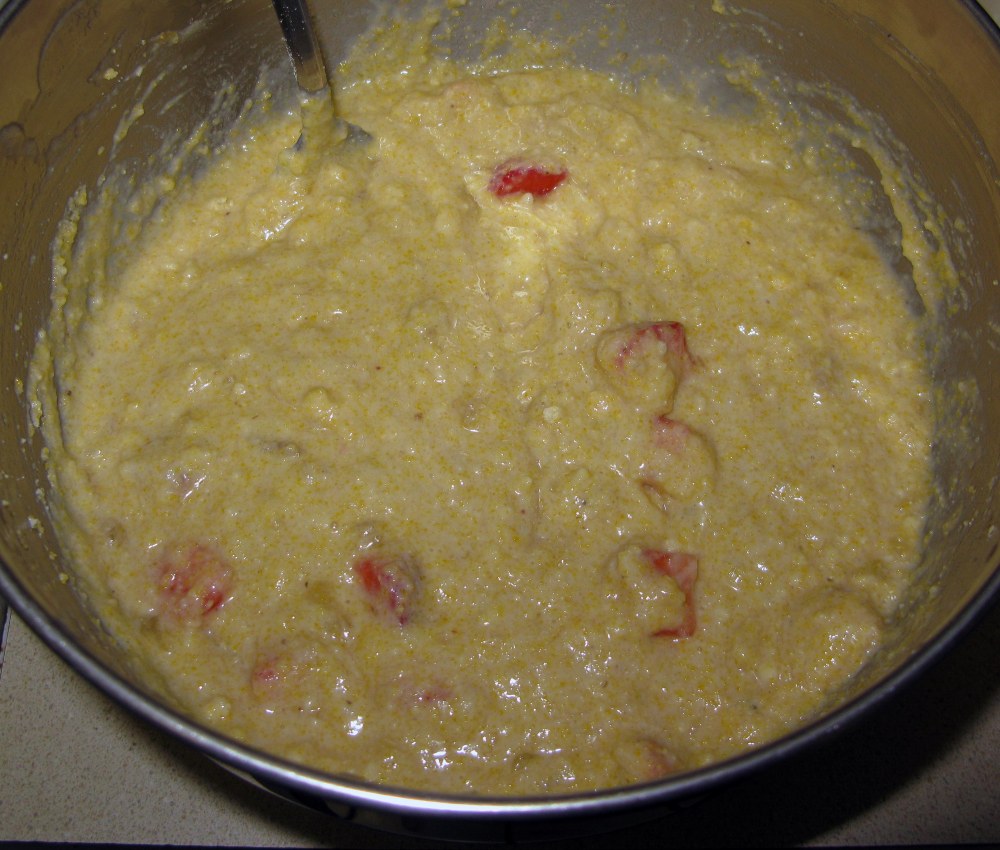 Strawberry Banana Cornbread Batter