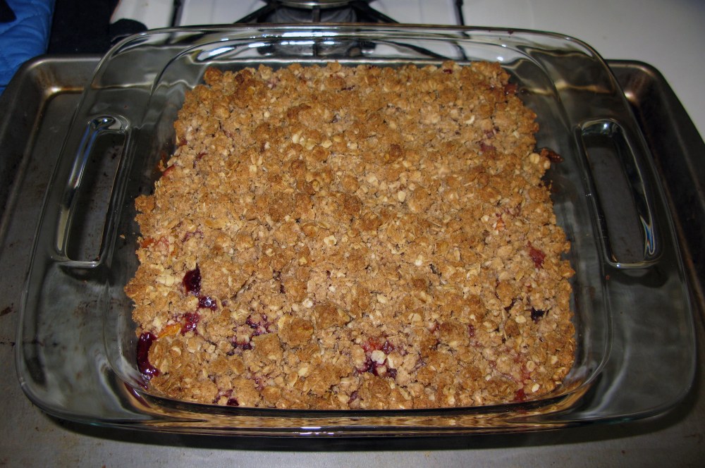 Baked Cherry Peach Crisp