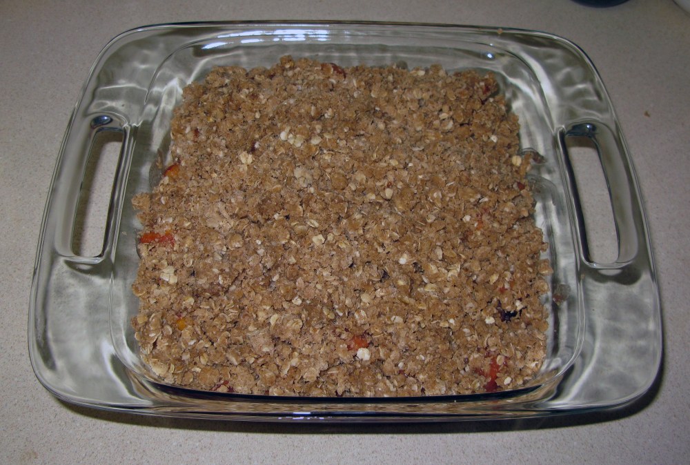 Cherry Peach Crisp Before Baking
