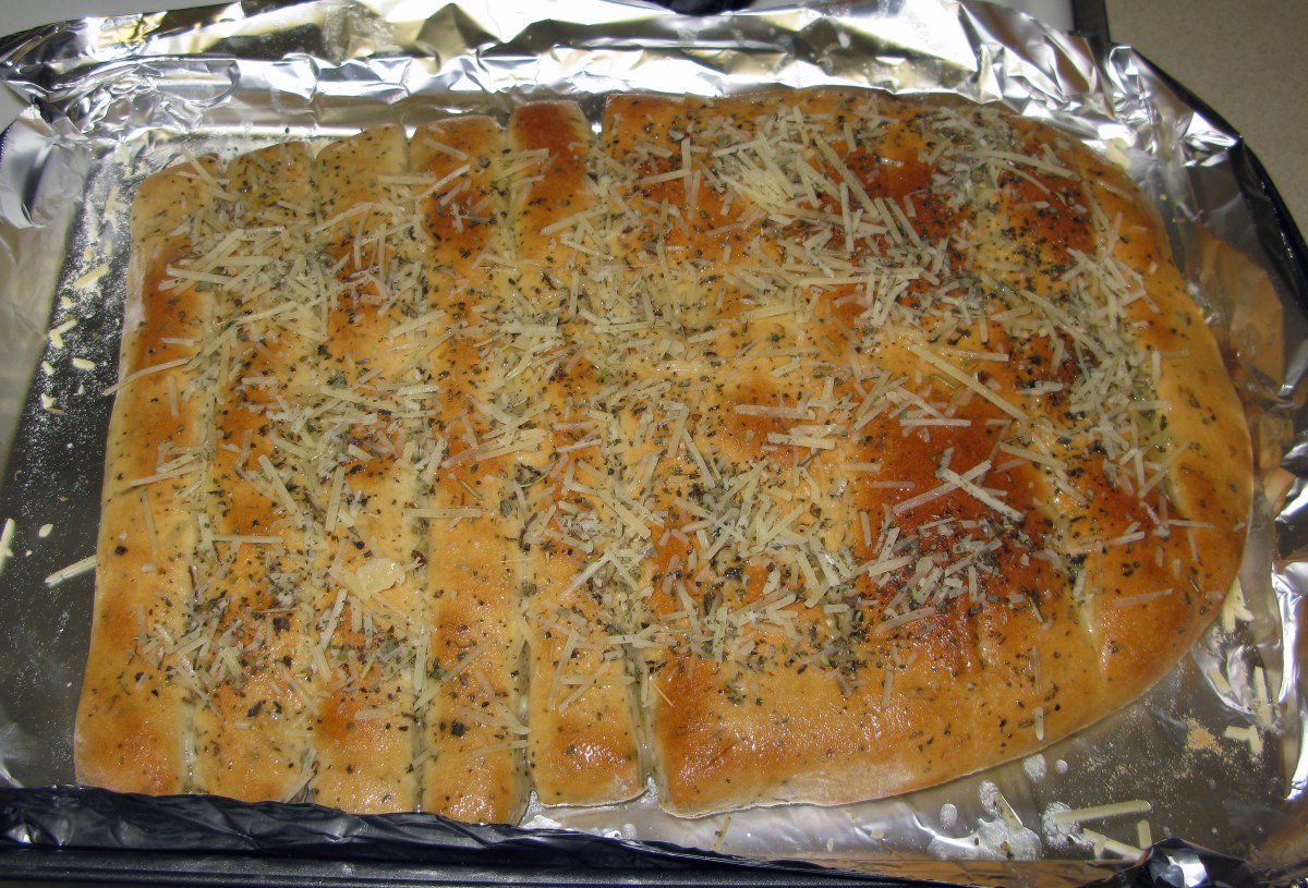 Garlic Herb Breadsticks with Parmesan Herb Topping