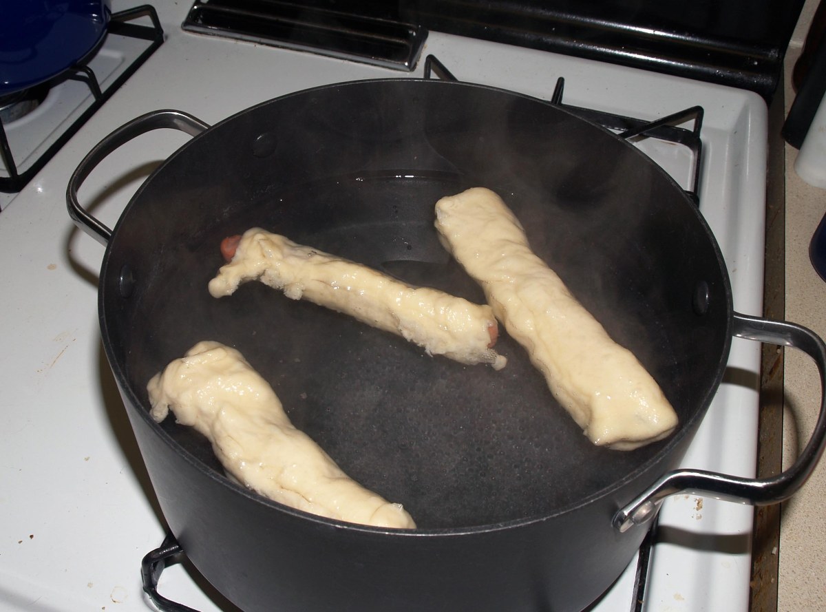 Bagel Dogs at Beginning of Boiling