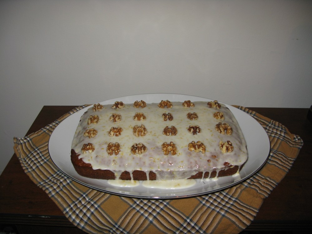 Decorated Date and Walnut Cake