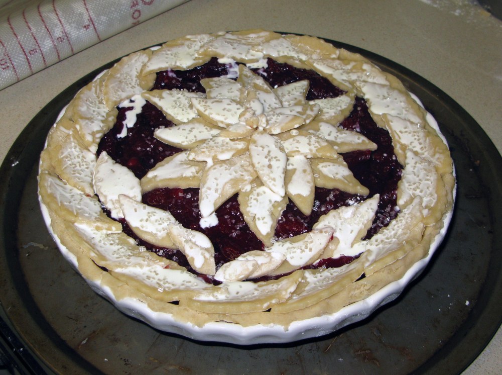 Pie Crust Brushed with Cream and Sprinkled with Sugar