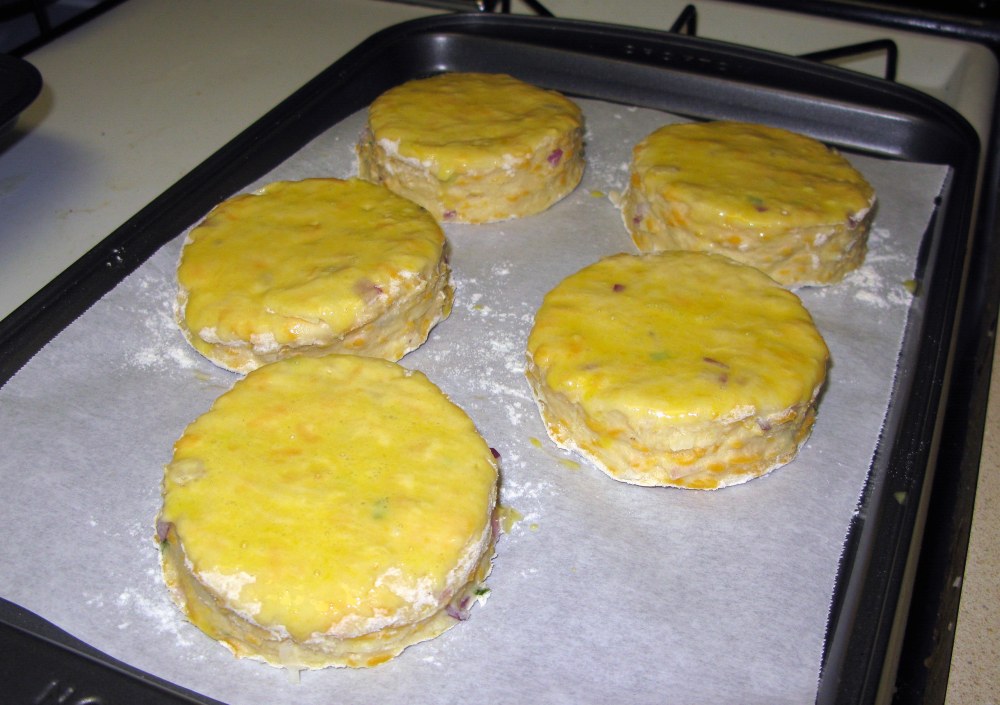 Cheddar and Chive Scones with Egg Wash