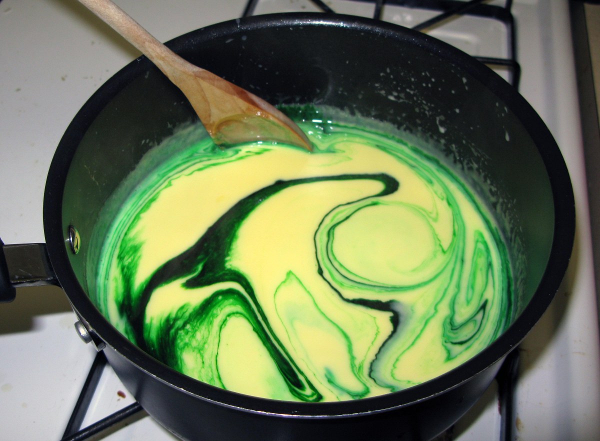 Ice Cream Base with Food Coloring and Mint Extract