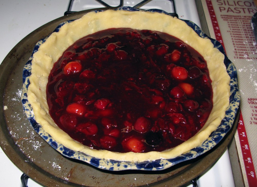 Cherry Pie Filling in Crust