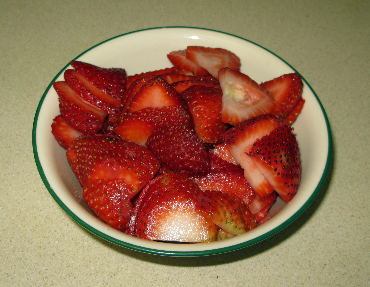 Bowl of Sliced Strawberries