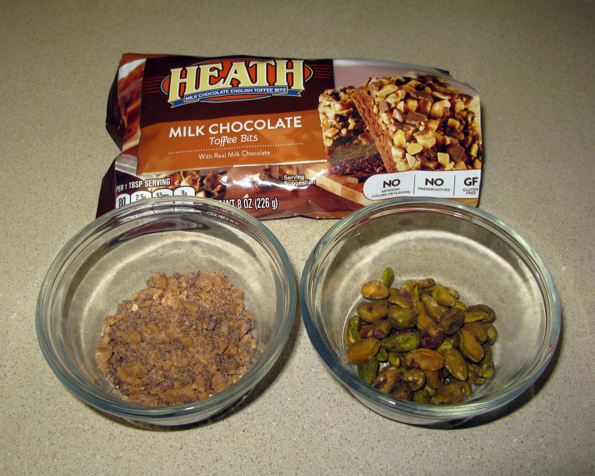 Measured Heath Bar Pieces and Pistachios