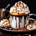 eggless vanilla mug cake in a white mug topped with sprinkles