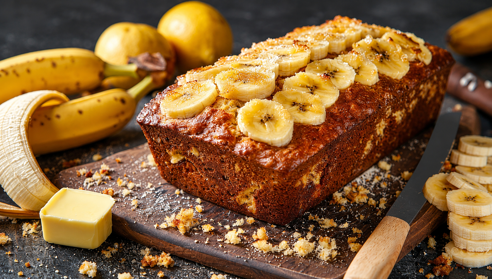 banana bread with 2 bananas