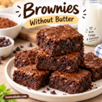 Fudgy brownies without butter cut into squares on parchment paper
